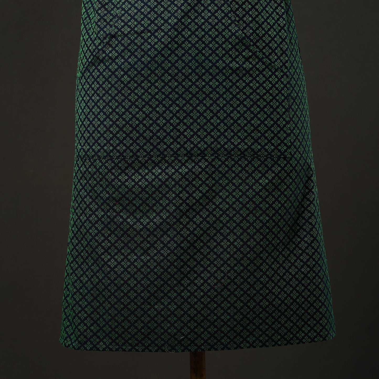 Green - jacquard weave cotton apron with pocket 03