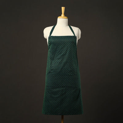 Green - jacquard weave cotton apron with pocket 03