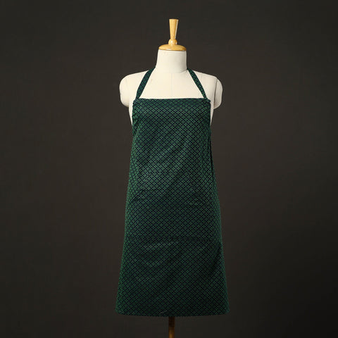 Green - jacquard weave cotton apron with pocket 03