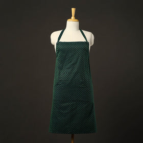 Green - jacquard weave cotton apron with pocket 03