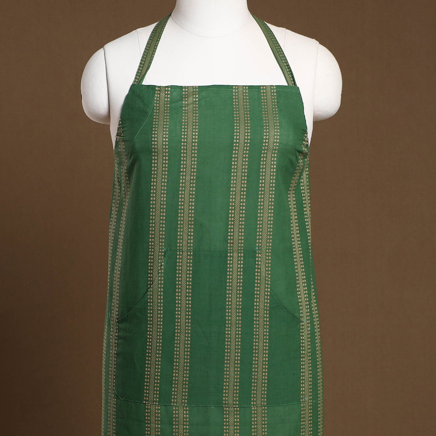 Green - Jacquard Weave Cotton Apron with Pocket 17