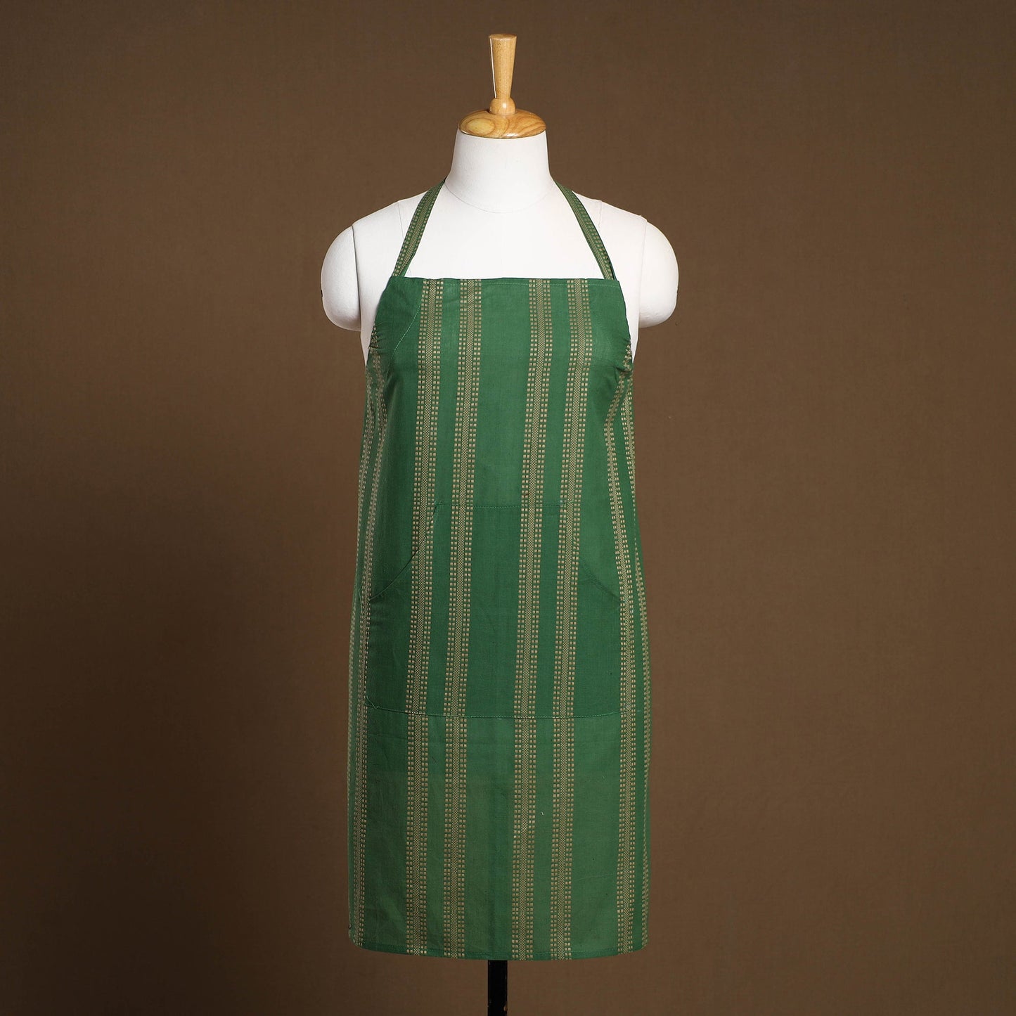 Green - Jacquard Weave Cotton Apron with Pocket 17