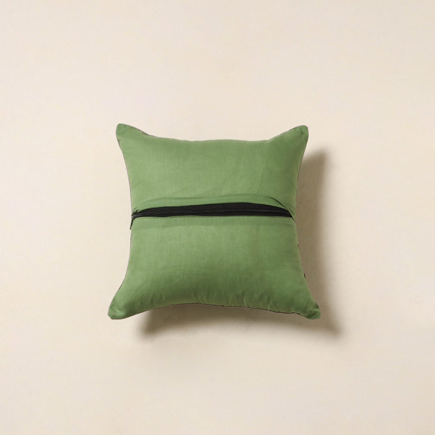 Green - jacquard weave cotton cushion cover 83 - handcrafted