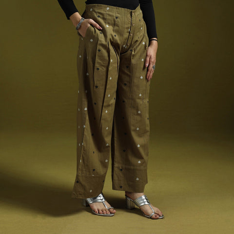 Jacquard weave cotton elasticated palazzo 30 - handcrafted