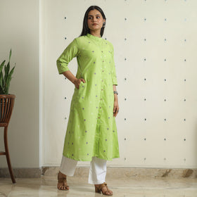 Buy Jacquard Weave Cotton A-Line Kurta for Women