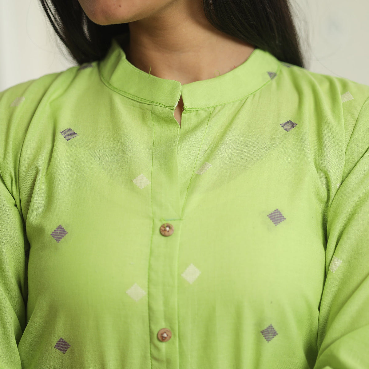 Buy Jacquard Weave Cotton A-Line Kurta for Women