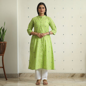 Buy Jacquard Weave Cotton A-Line Kurta for Women