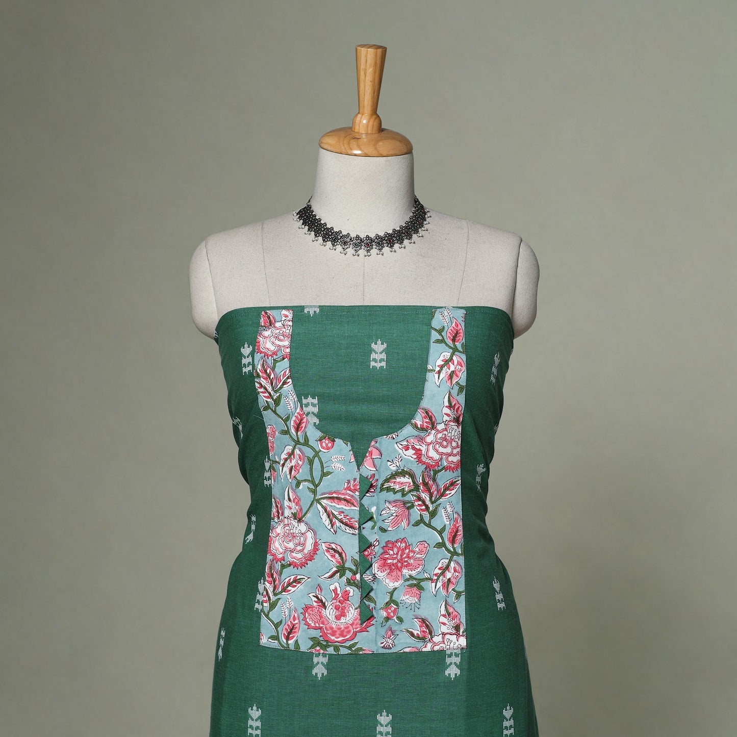 Jacquard weave cotton patchwork unstitched kurta material