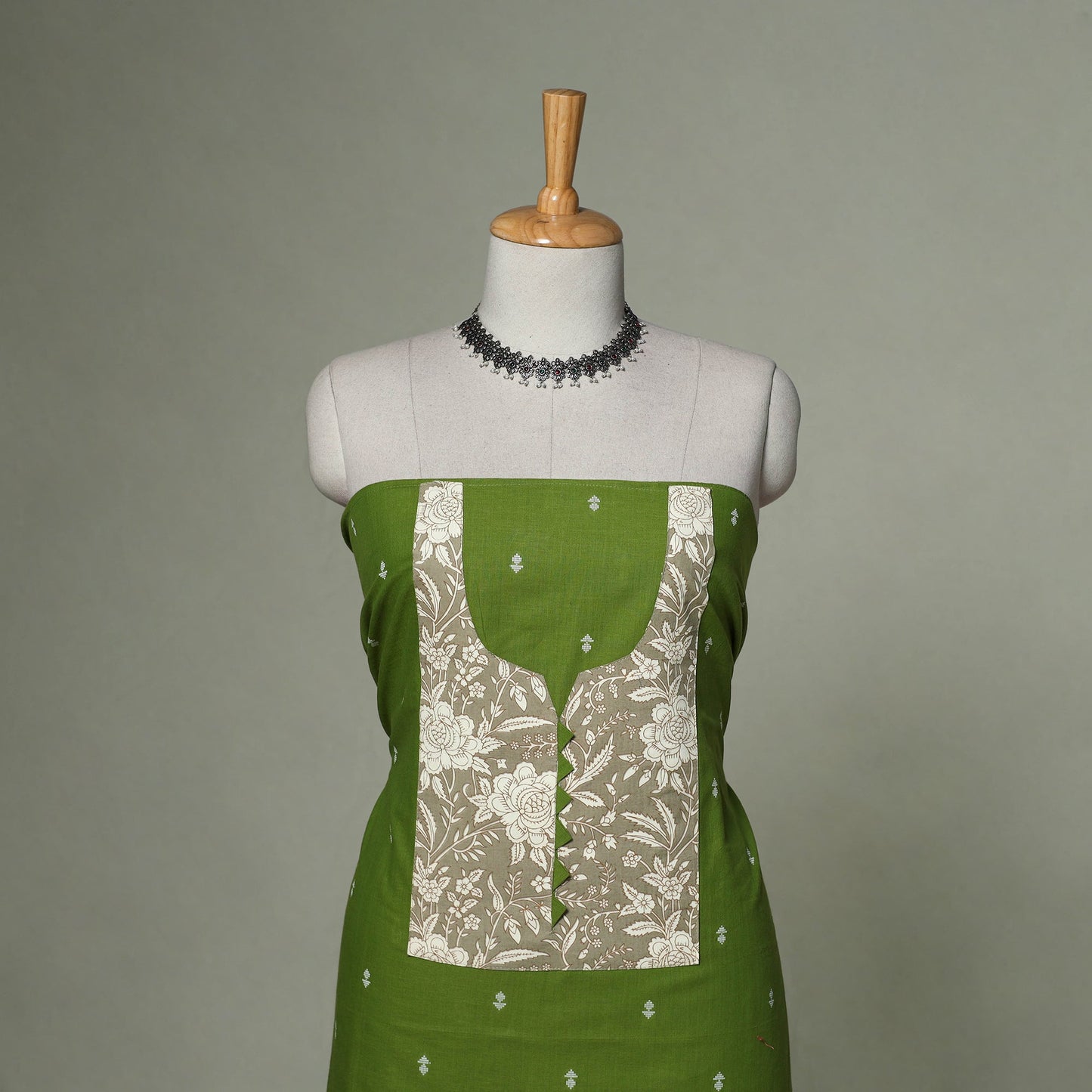 Jacquard weave cotton patchwork unstitched kurta material