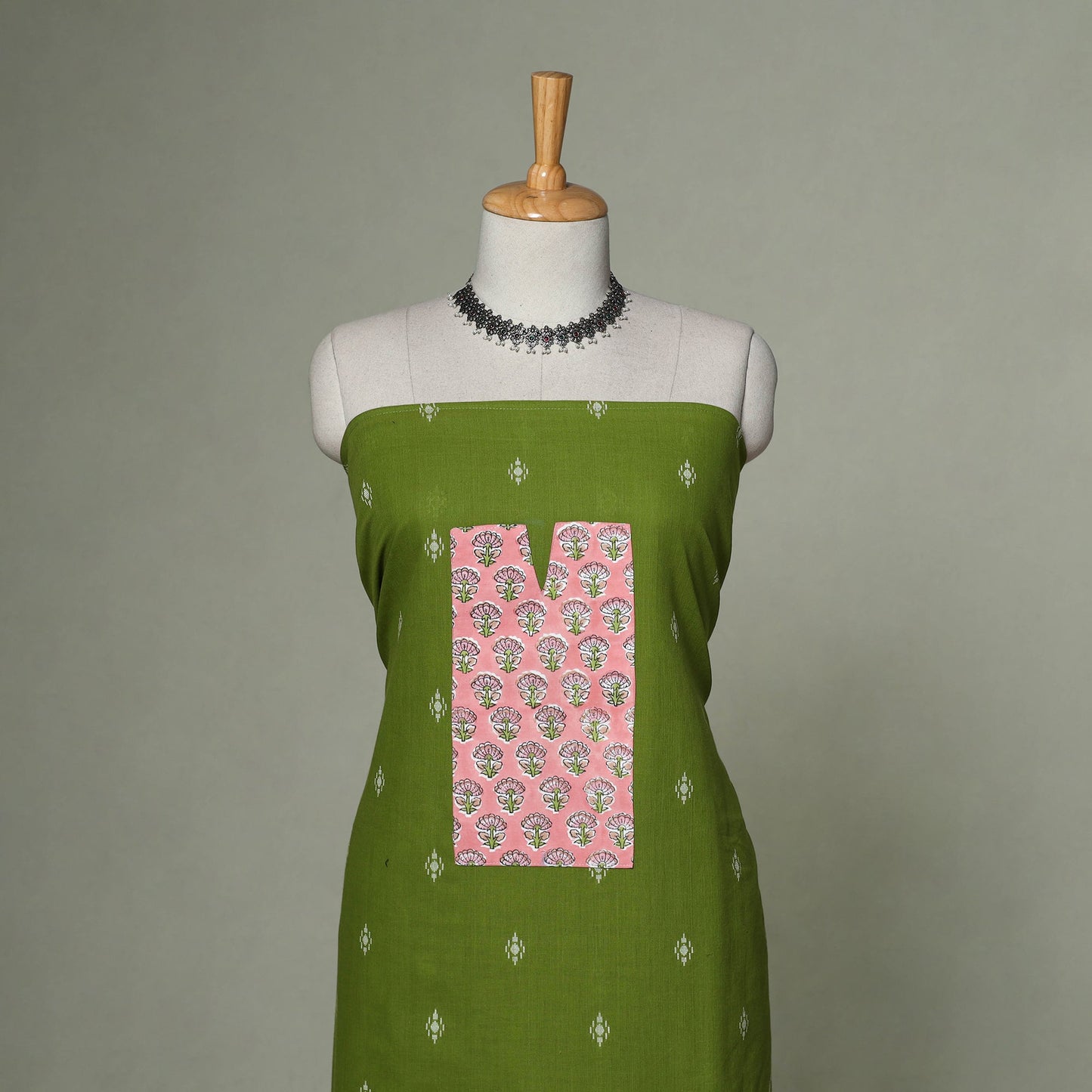 Jacquard weave cotton patchwork unstitched kurta material