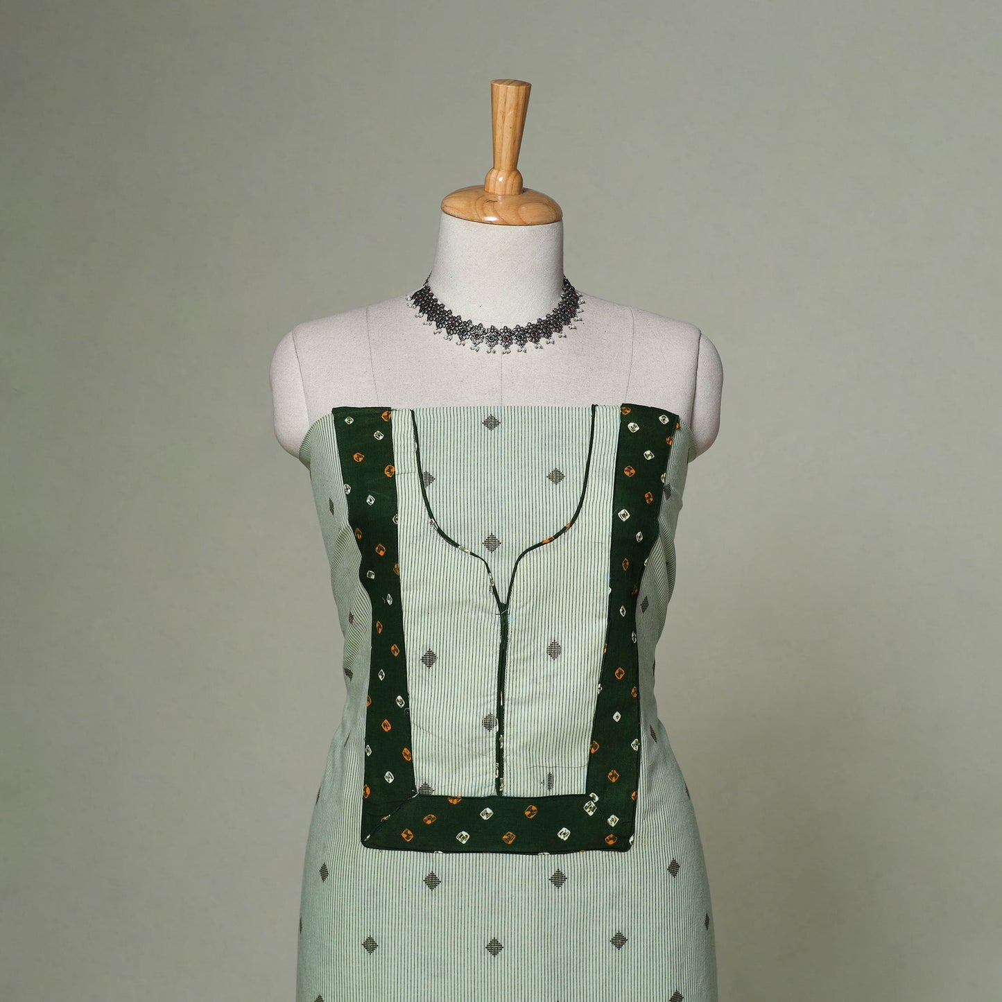 Jacquard weave cotton patchwork unstitched kurta material