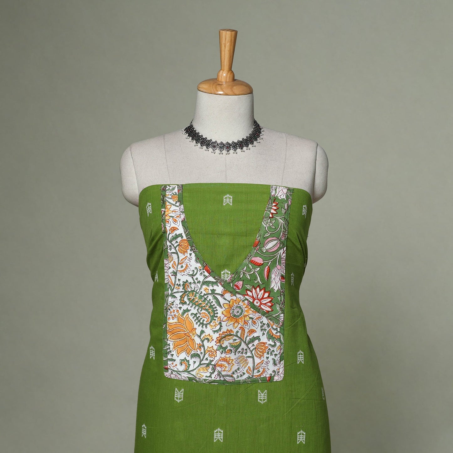Jacquard weave cotton patchwork unstitched kurta material