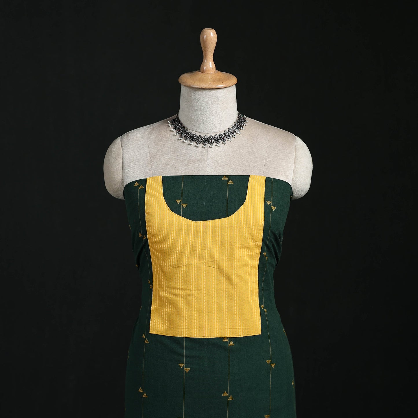 Jacquard weave cotton patchwork unstitched kurta material