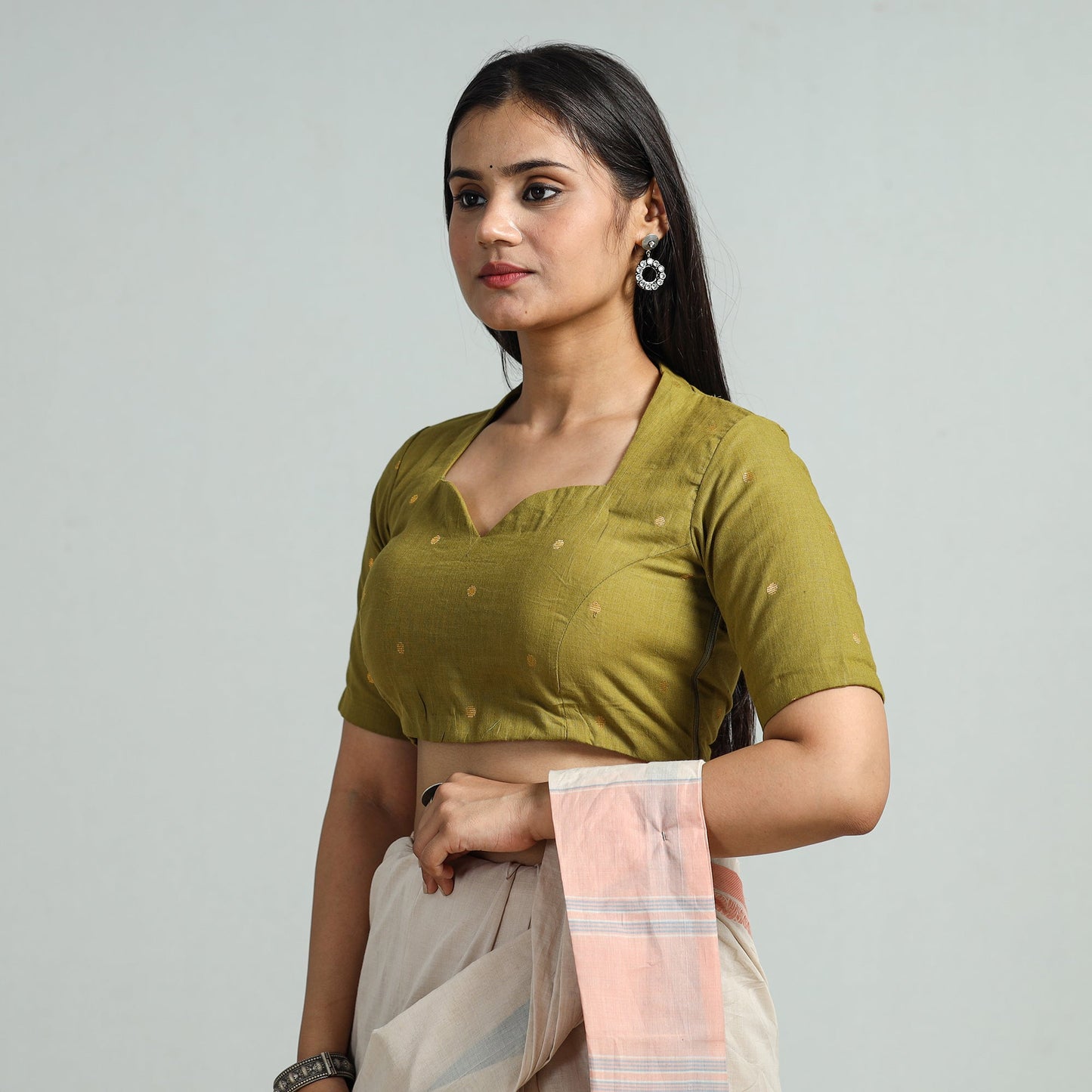 Buy Jacquard Weave Cotton Stitched Blouse 