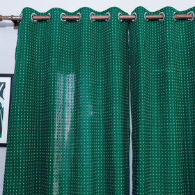 Green - jacquard weave cotton window curtain (5 x 3 feet)