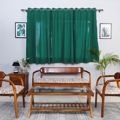 Green - jacquard weave cotton window curtain (5 x 3 feet)