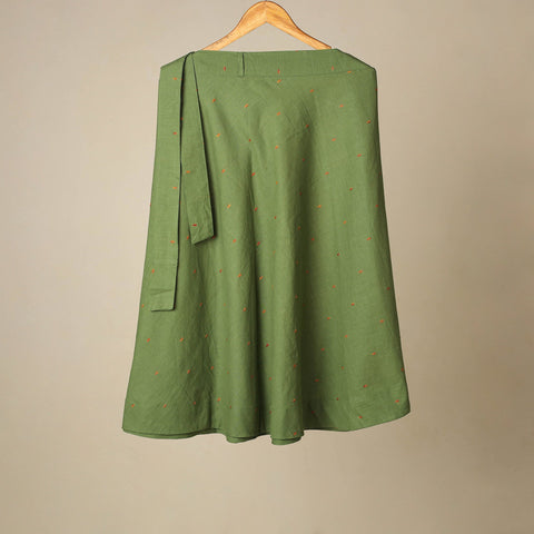 Blue - jacquard weave cotton wrap around skirt 09