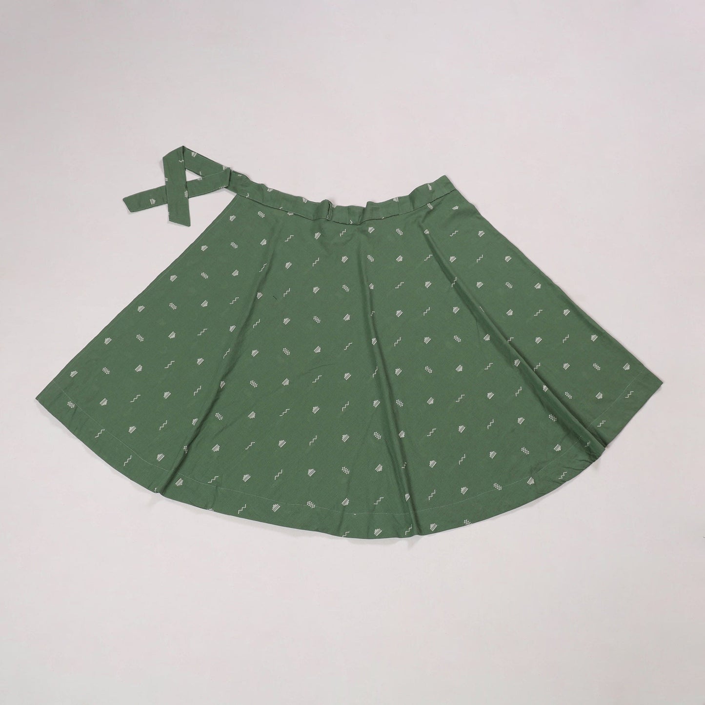 Green - jacquard weave cotton wrap around skirt 42