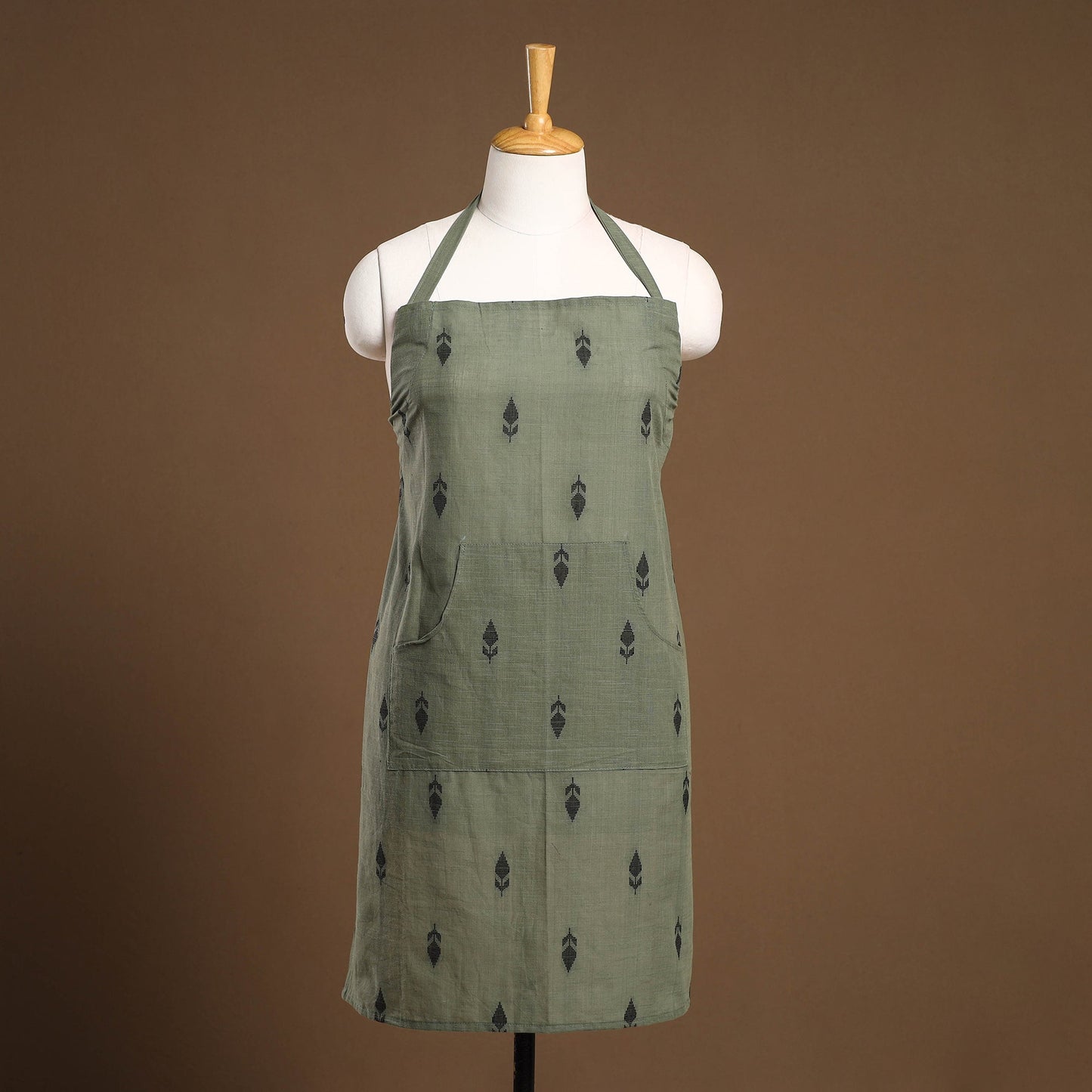 Buy Green Jacquard Weaving Cotton Apron with Pocket