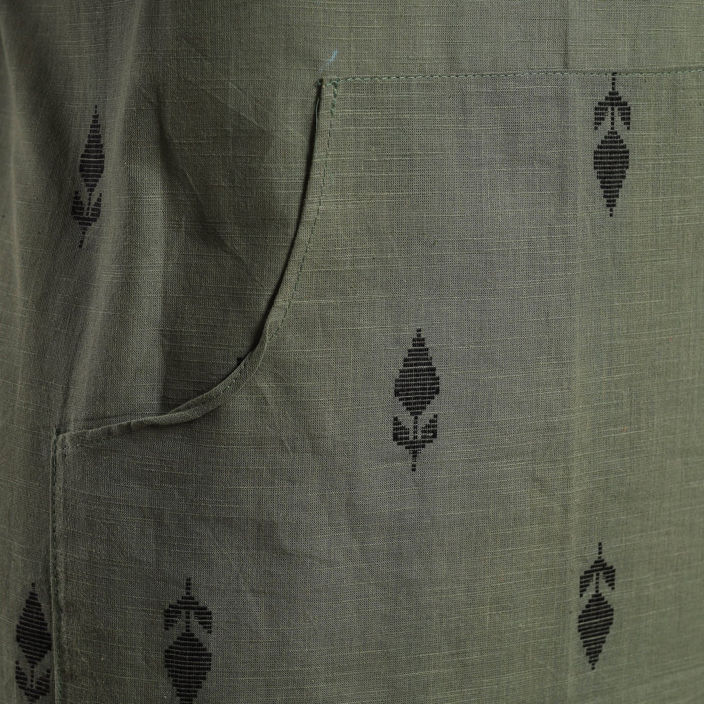 Buy Green Jacquard Weaving Cotton Apron with Pocket