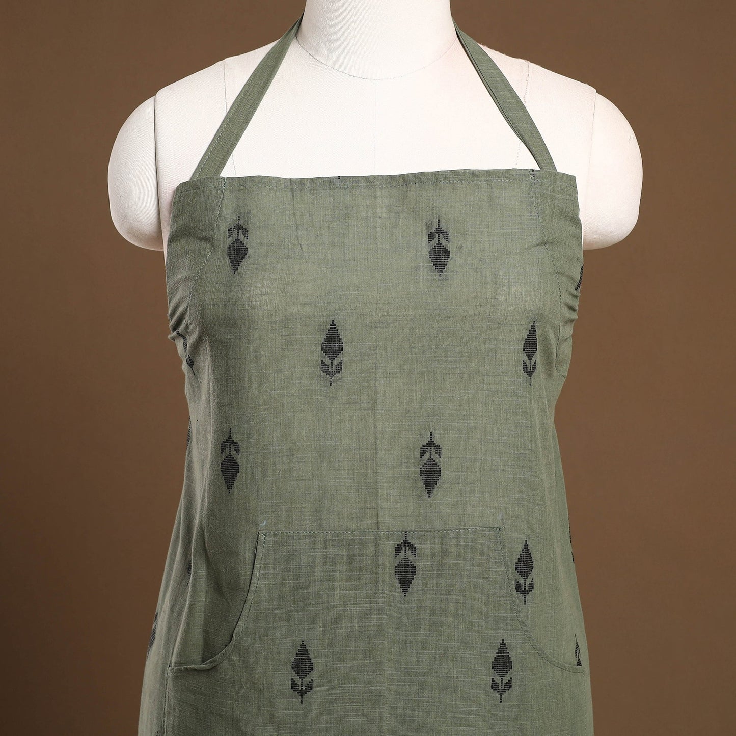 Buy Green Jacquard Weaving Cotton Apron with Pocket