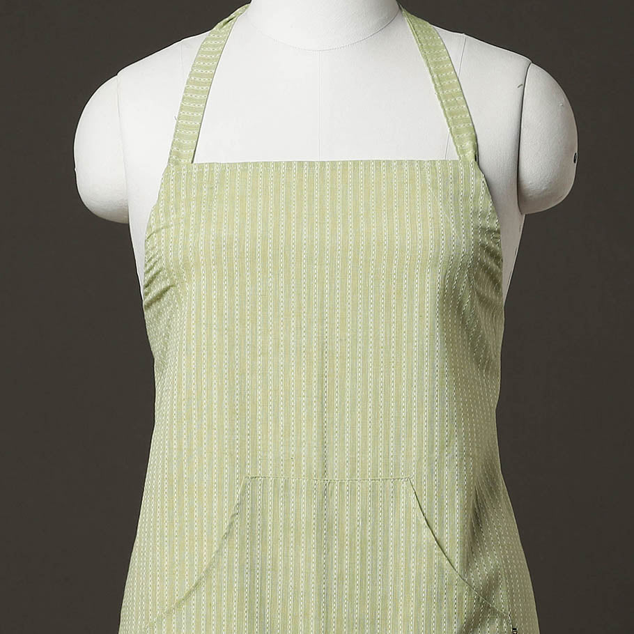 Green Jacquard Weaving Cotton Apron with Pocket 