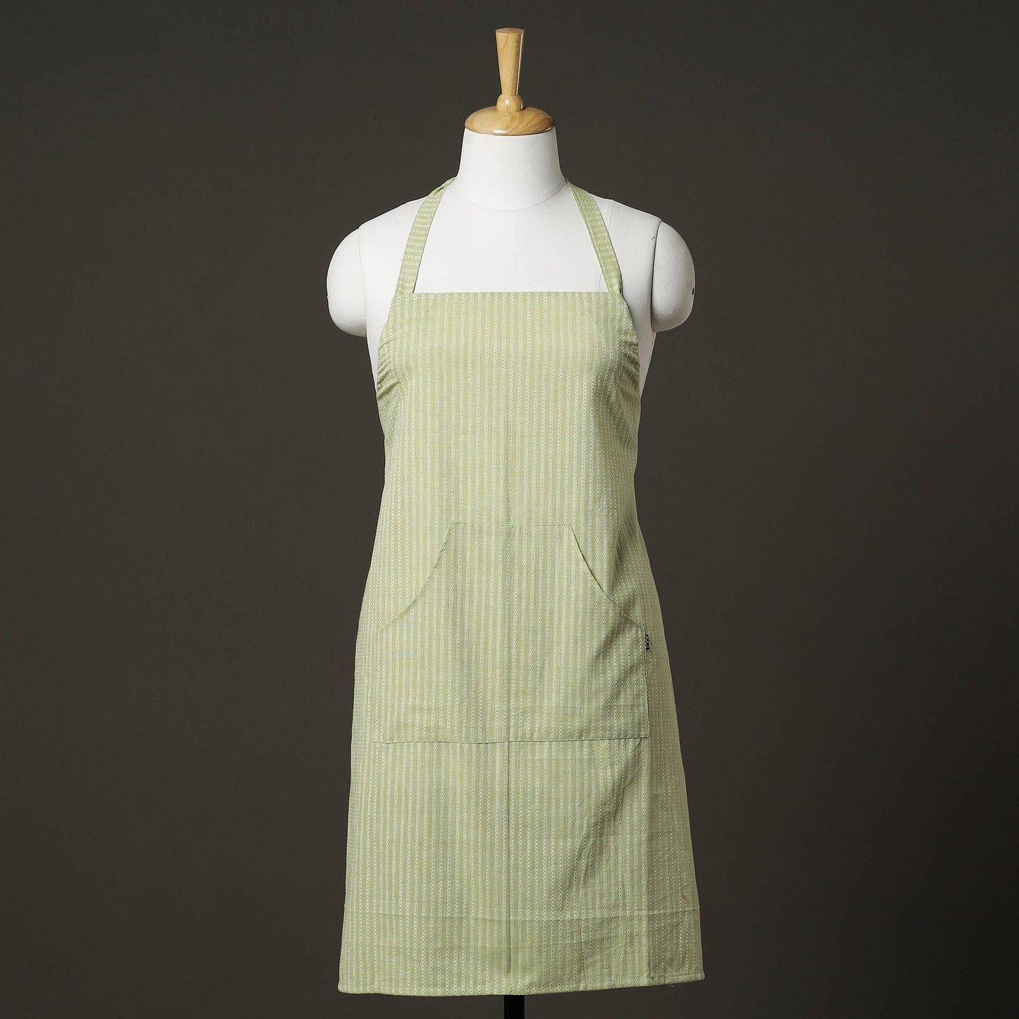 Green Jacquard Weaving Cotton Apron with Pocket 