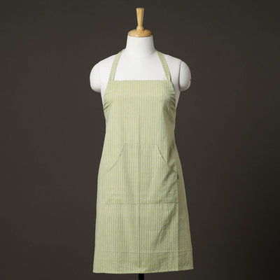 Green Jacquard Weaving Cotton Apron with Pocket 