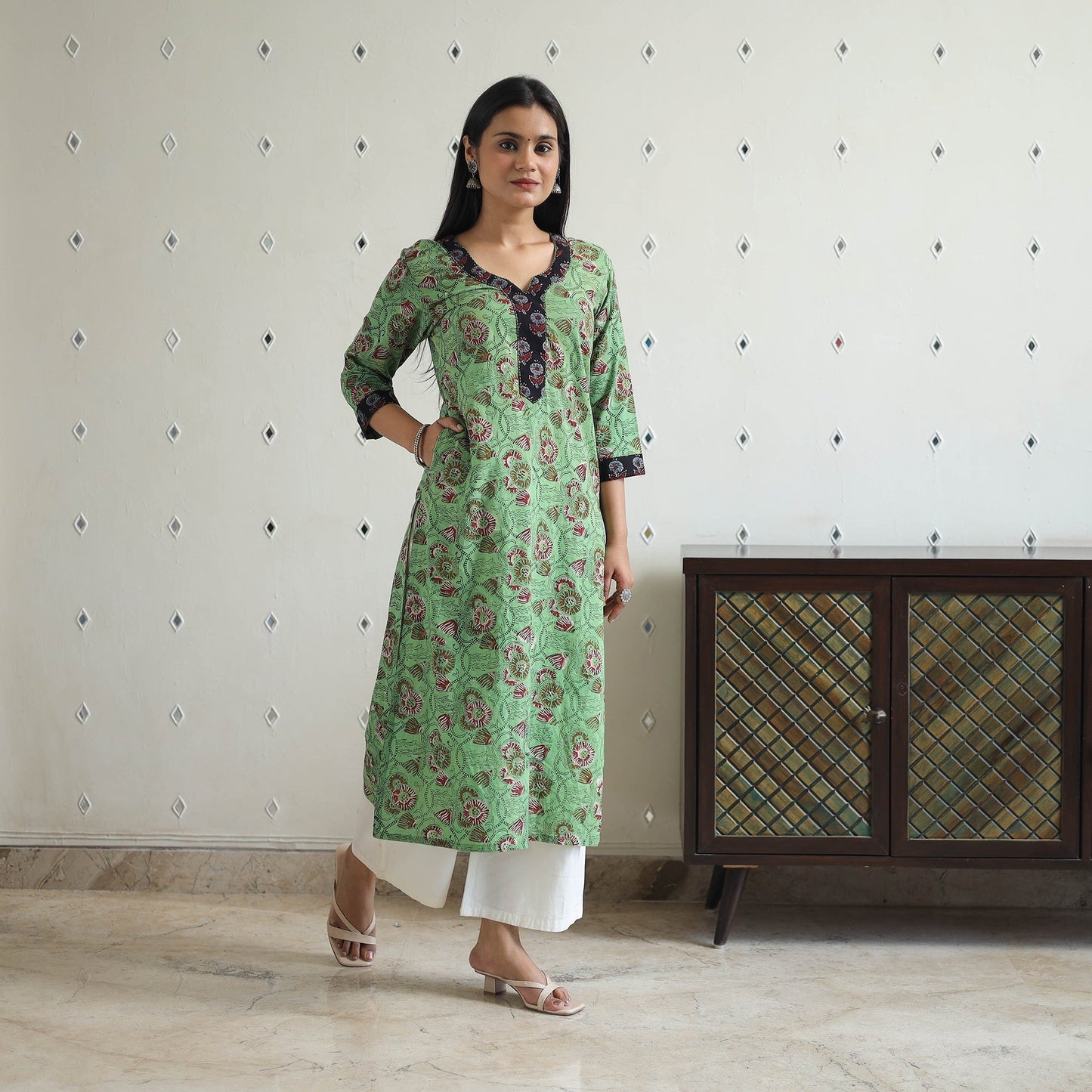 Buy Jahota Block Print Cotton Straight Kurta for Women
