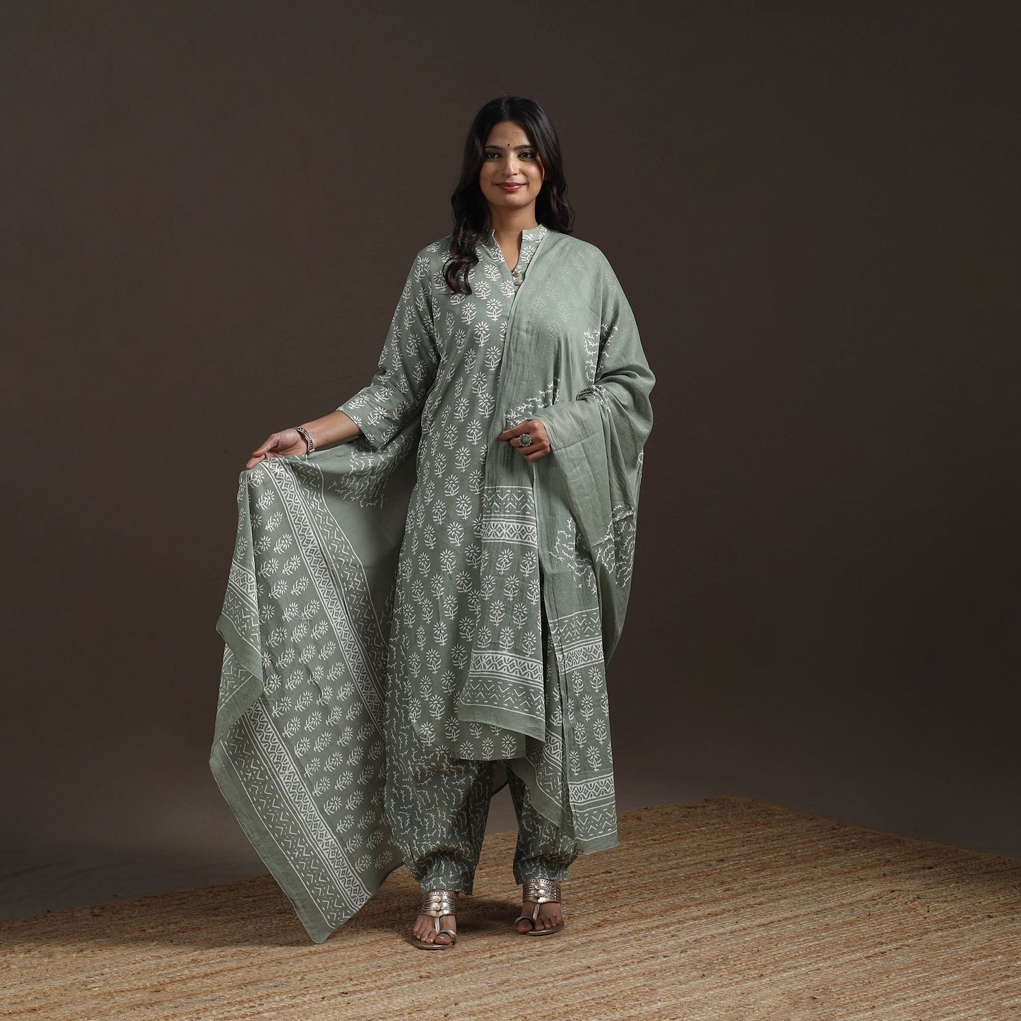 Jaipur hand cotton suit set with dupatta for women 16
