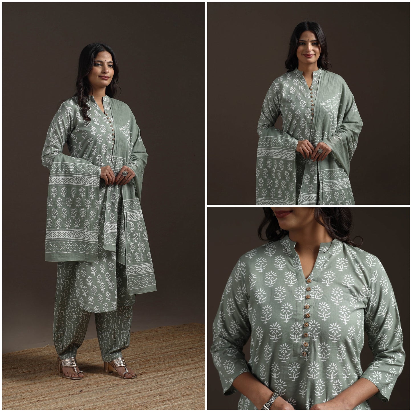 Jaipur hand cotton suit set with dupatta for women 16