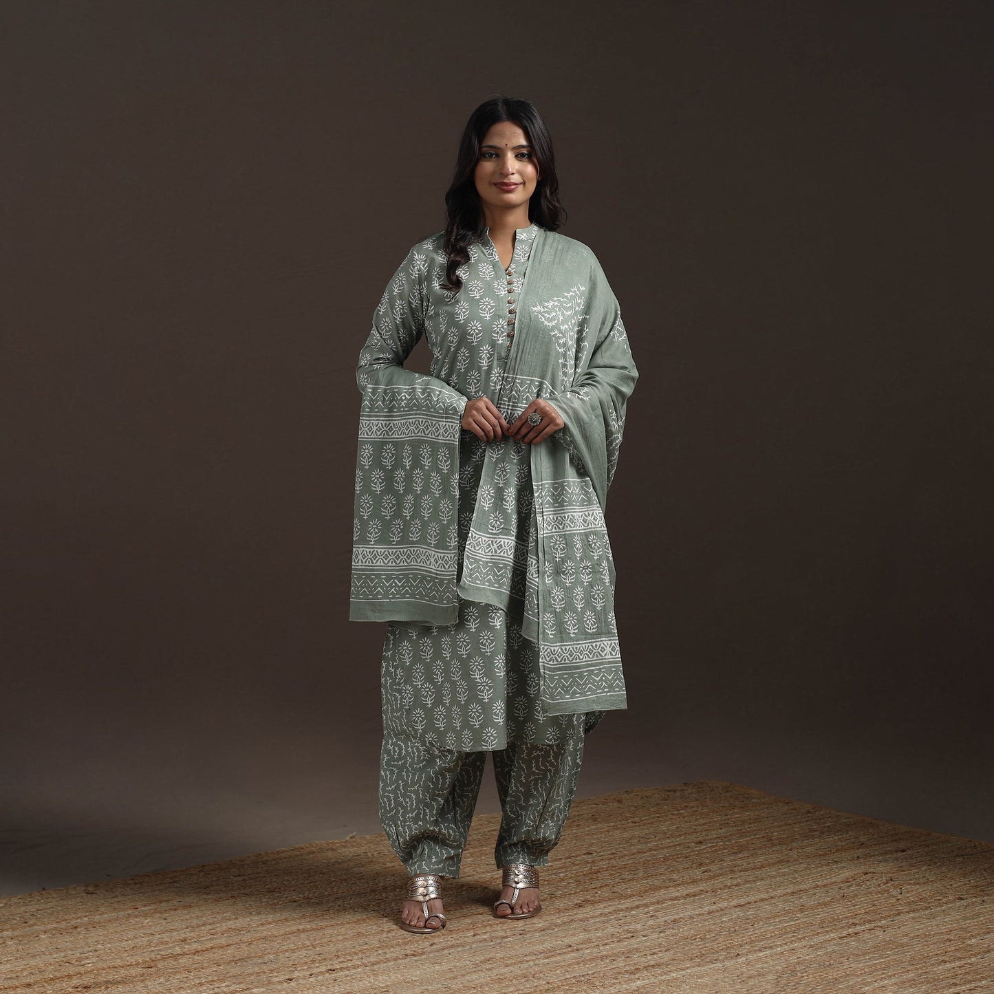 Jaipur hand cotton suit set with dupatta for women 16