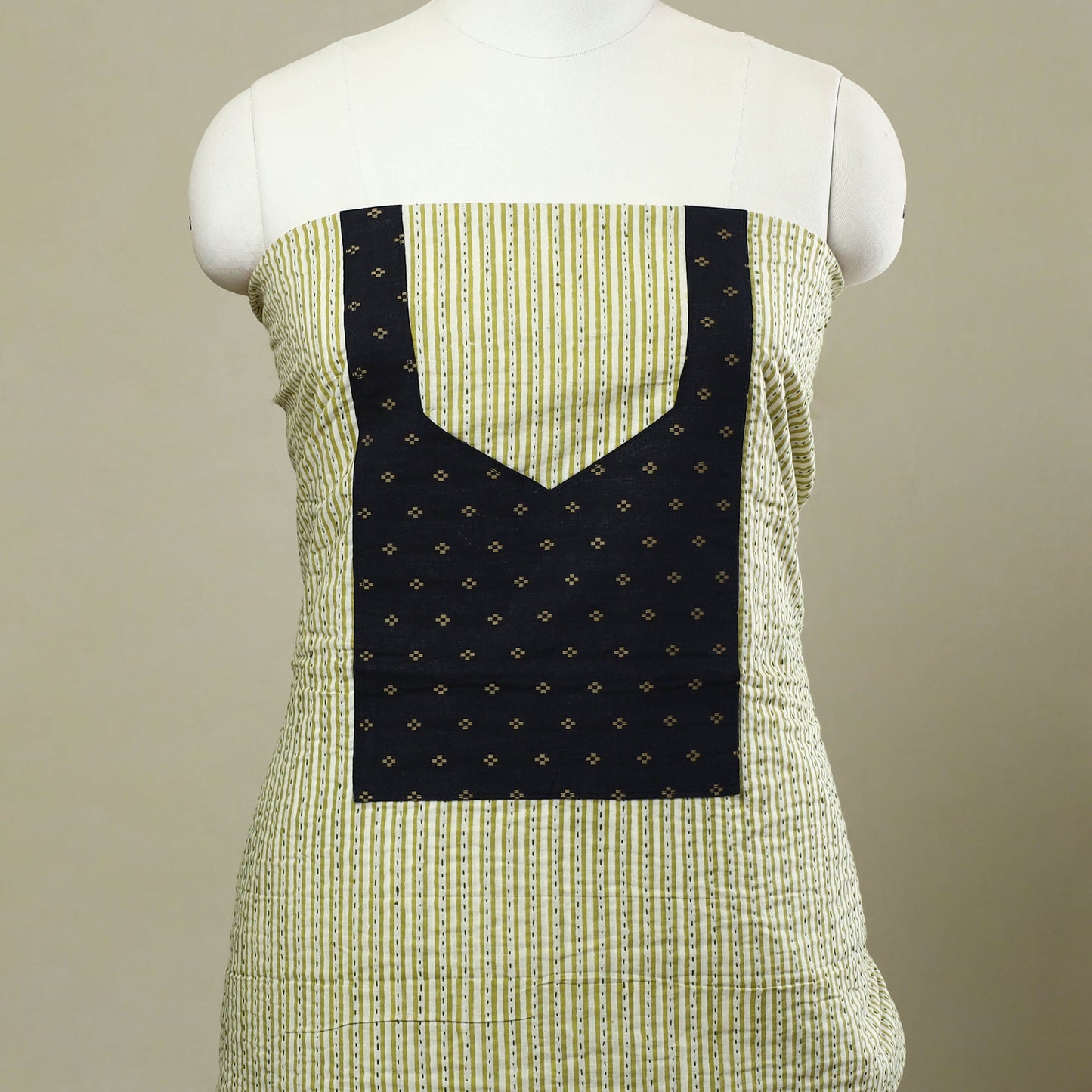 Buy Green Jaipur Print Patchwork Cotton Kurta Material