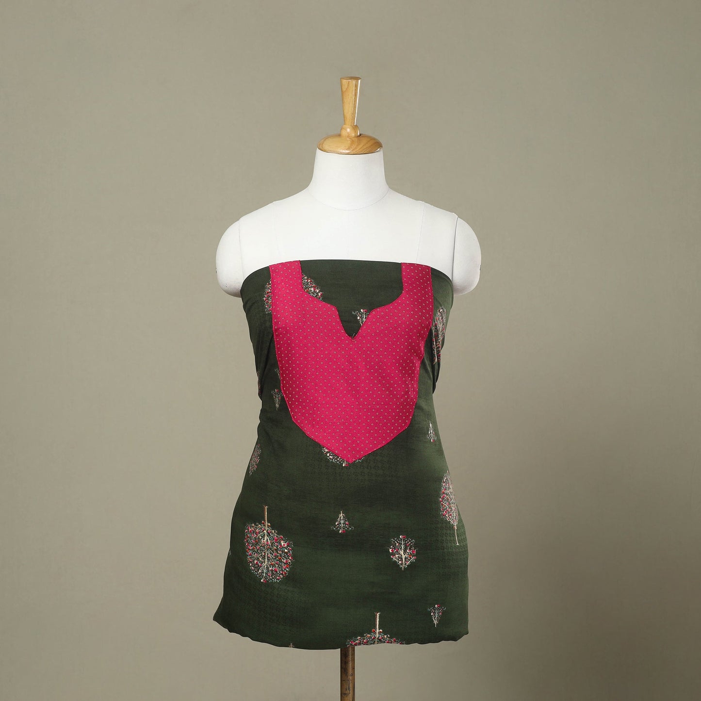 Buy Green Jaipur Print Patchwork Cotton Kurta Material