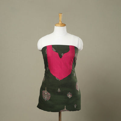 Buy Green Jaipur Print Patchwork Cotton Kurta Material