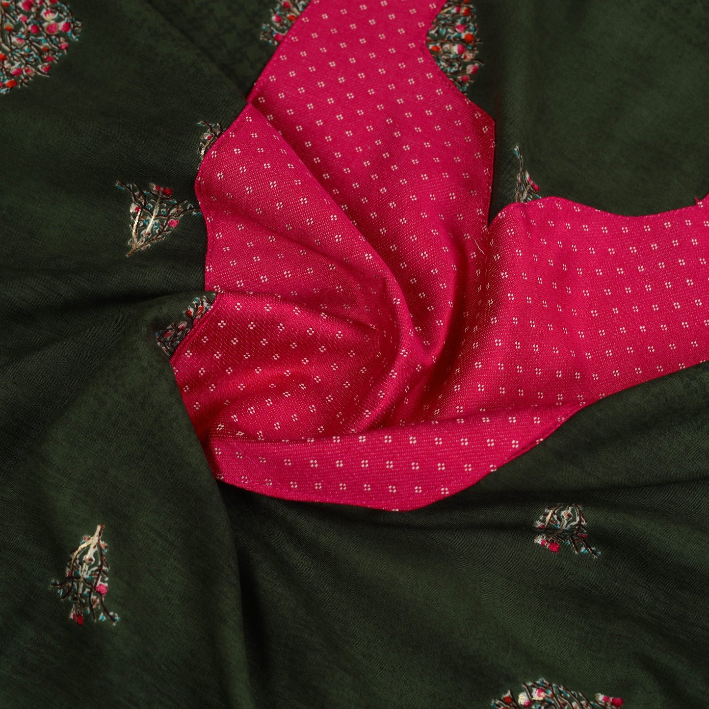 Buy Green Jaipur Print Patchwork Cotton Kurta Material