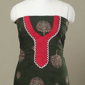 Buy Green Jaipur Print Patchwork Cotton Kurta Material