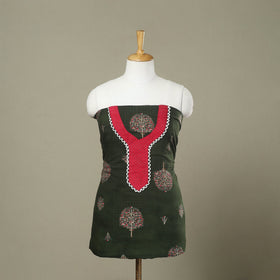 Buy Green Jaipur Print Patchwork Cotton Kurta Material