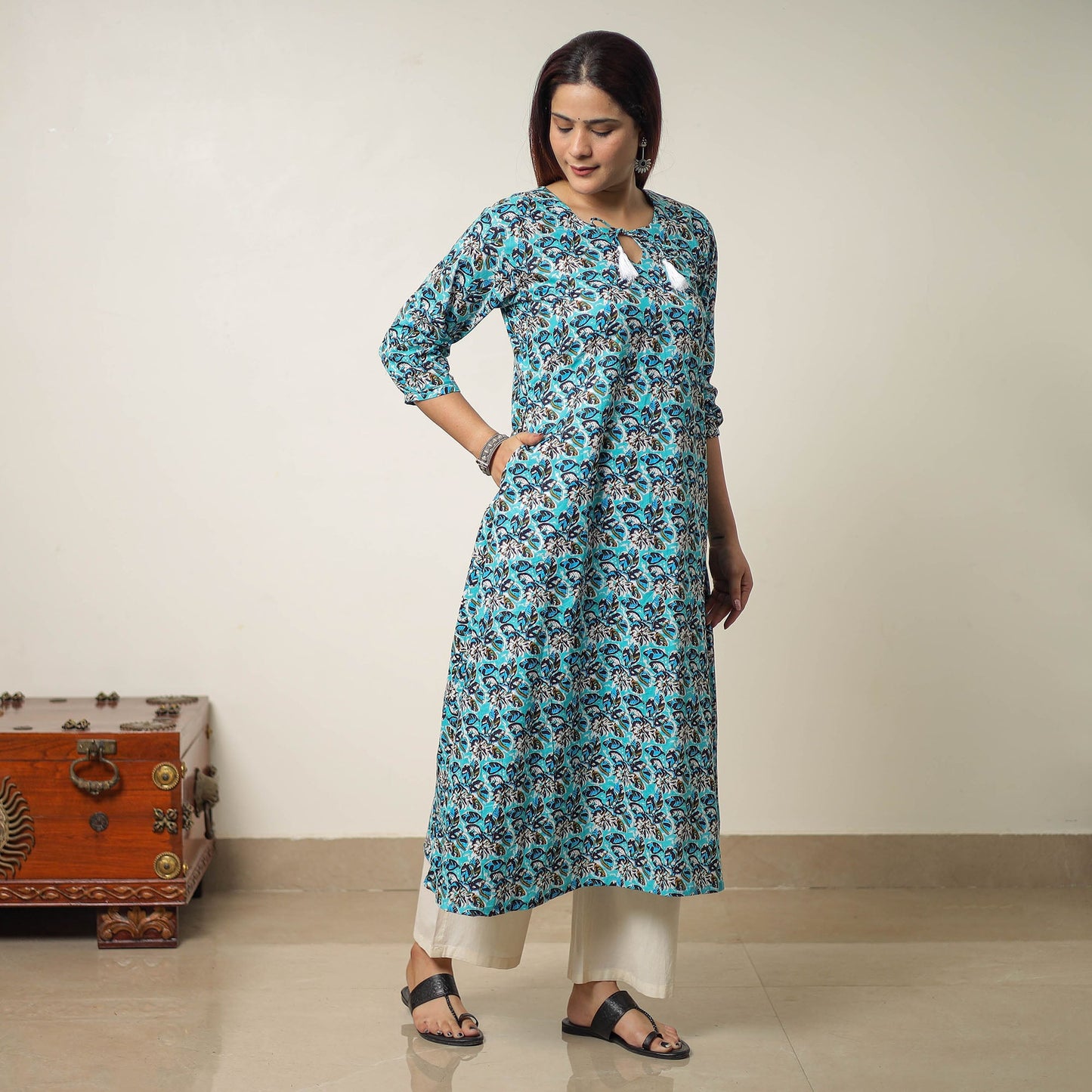  Jaipur Printed Cotton A-Line Kurta 