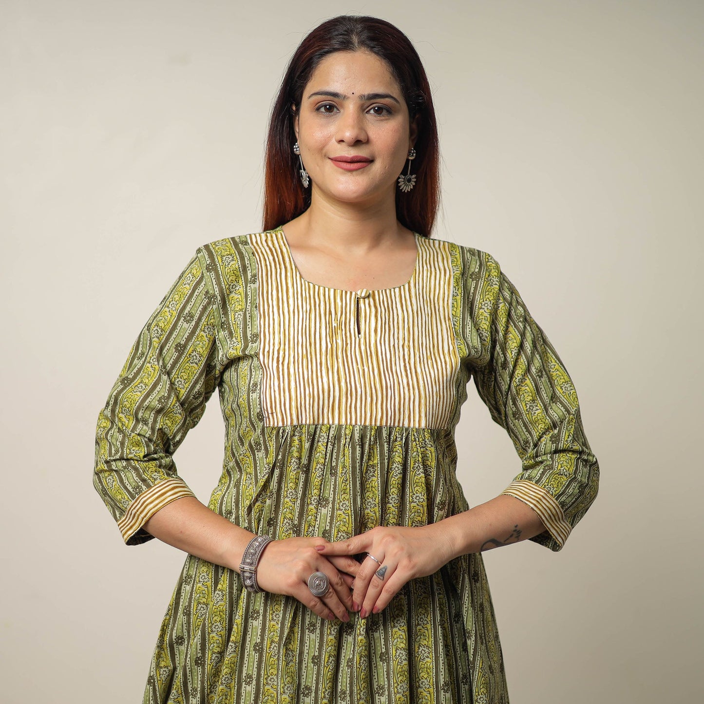 Buy Jaipur Printed Cotton A-Line Kurta with Patchwork