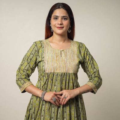 Buy Jaipur Printed Cotton A-Line Kurta with Patchwork