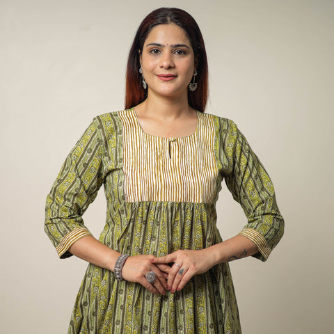 Buy Jaipur Printed Cotton A-Line Kurta with Patchwork