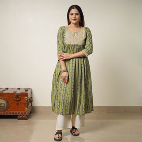 Buy Jaipur Printed Cotton A-Line Kurta with Patchwork