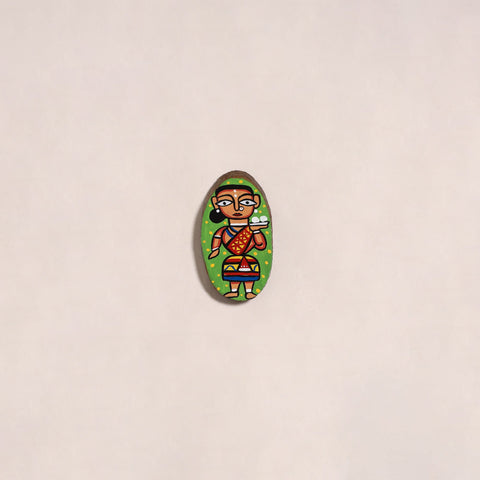 Jamini roy handpainted wooden fridge magnet 08 - handcrafted