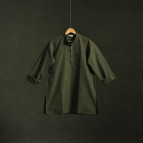 Jhiri handloom cotton short kurta for men 10 - handcrafted