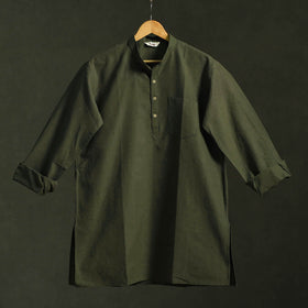 Jhiri handloom cotton short kurta for men 10 - handcrafted