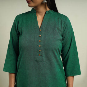  Green Jhiri Handloom Straight Cotton Kurta for Women