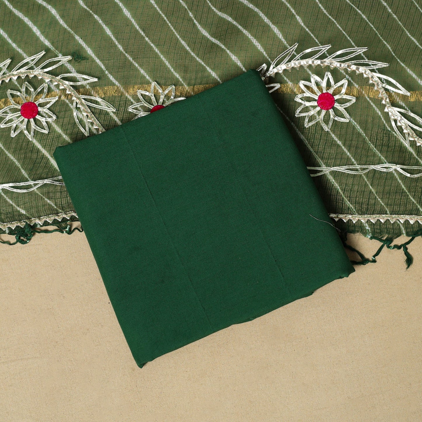 Kacchi gota patti work natural dyed pure cotton 3pc