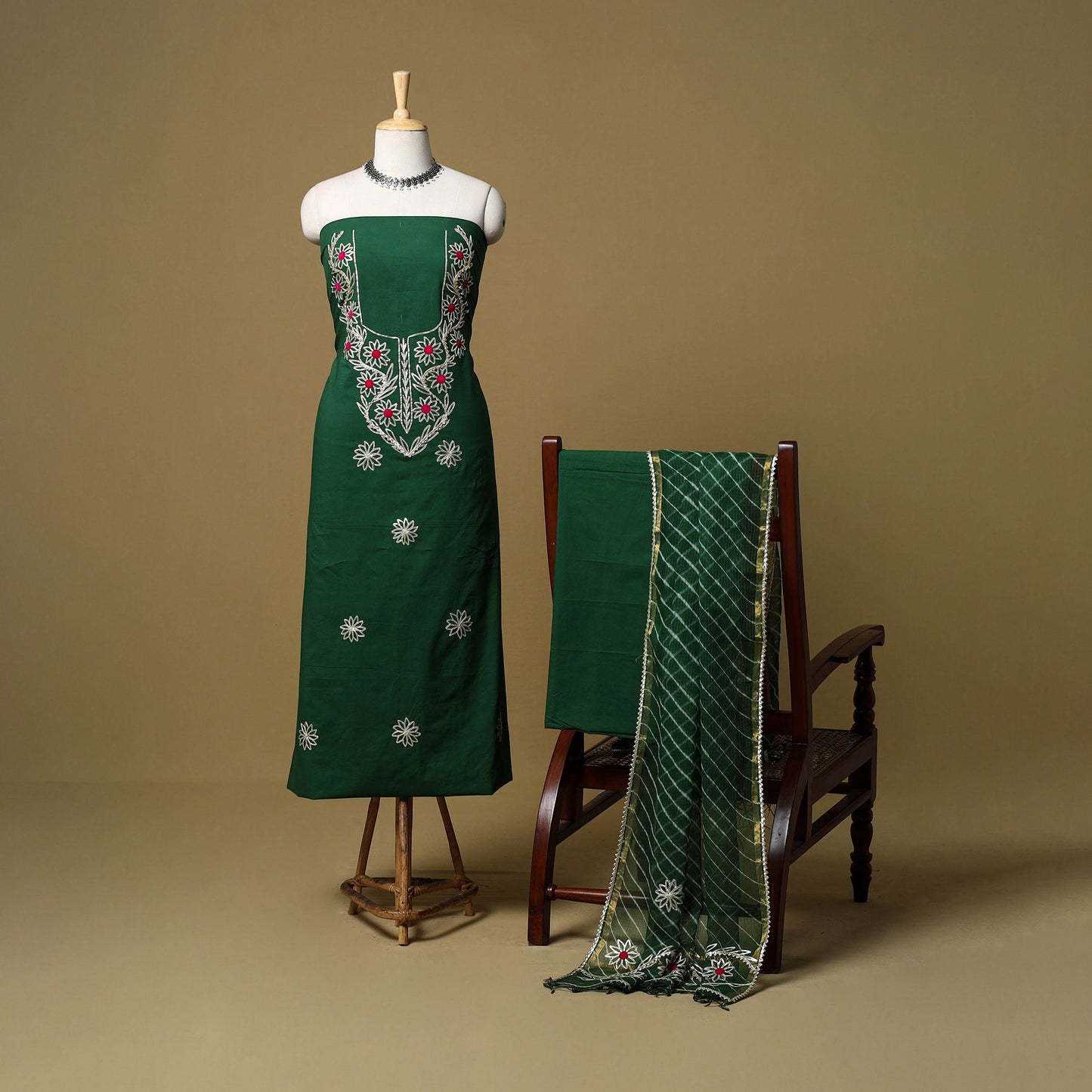 Kacchi gota patti work natural dyed pure cotton 3pc