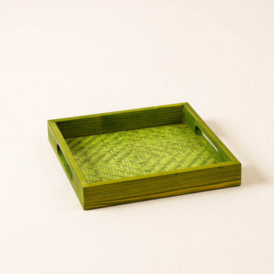 Green Kadam Haat Handmade Bamboo Square Tray - Small
